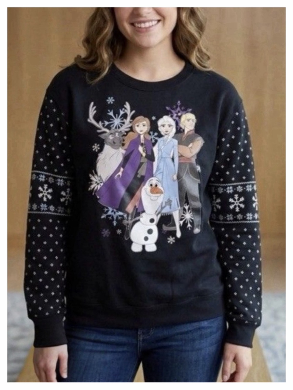Disney Frozen Light Up Sweatshirt Black Girls Large (11-13) Disney Princess